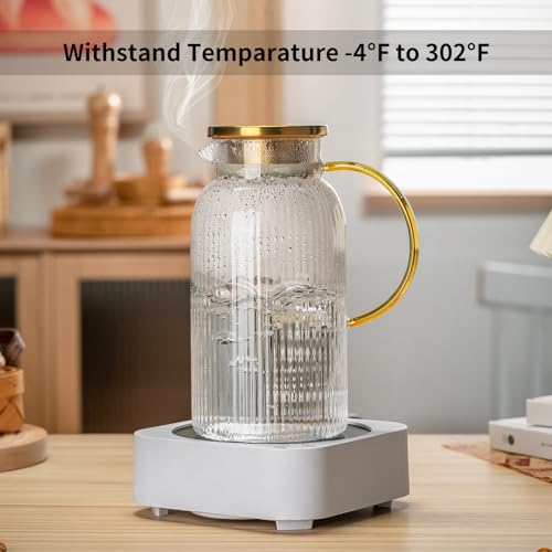 2 PACK Glass Pitcher with Lid