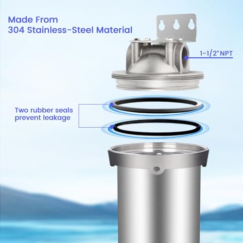 NSF ANSI 42 Certification Big+ Stainless Steel Filter Housing for 10”Length