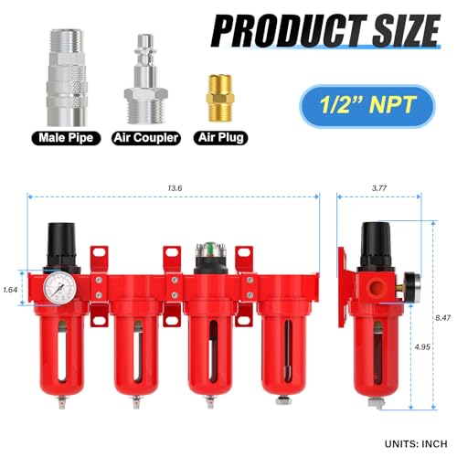 MEANLIN 1 2" NPT Industrial Grade 4 Stage Aluminum Air Drying System
