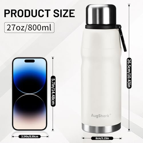 20oz Vacuum Insulated Stainless Steel Thermoses with Foldable Handle & Leakproof Lid