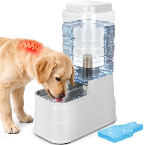 2.2 Gallon Pet Automatic Dog Water Dispenser Cat Gravity Waterer Feeder with Stainless Steel Bowl Large Capacity Puppy Feeding Raised Bowls with Filter