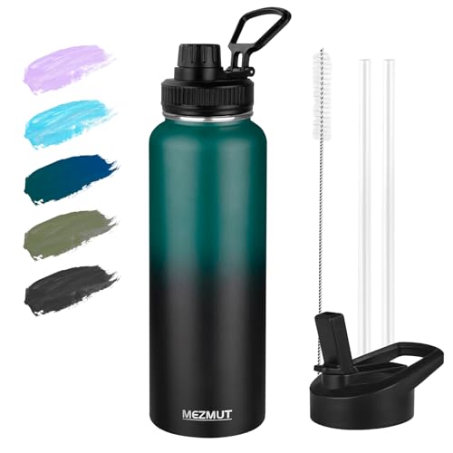 40oz Large Metal Sports Insulated Water Bottle with 2 Lids
