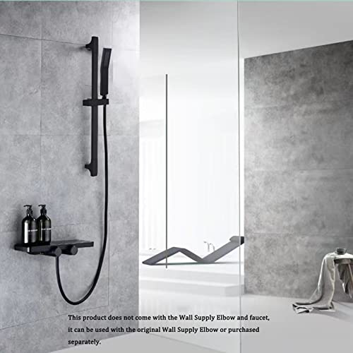 Matte Black Handheld Shower with Slide Bar Square Handheld Shower Head with Hose High