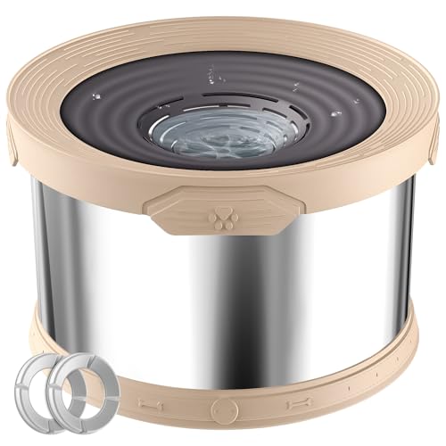 10L Dog Water Bowl No Spill Stainless Steel for Slow Drinking Beige