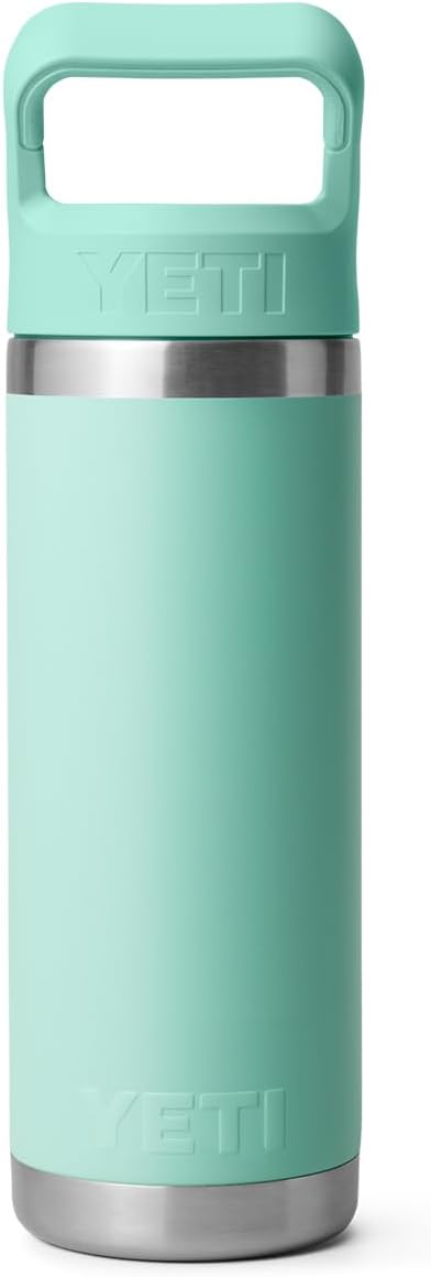 YETI Rambler 18 oz Bottle, Vacuum Insulated, Stainless Steel with Straw Cap, Seafoam
