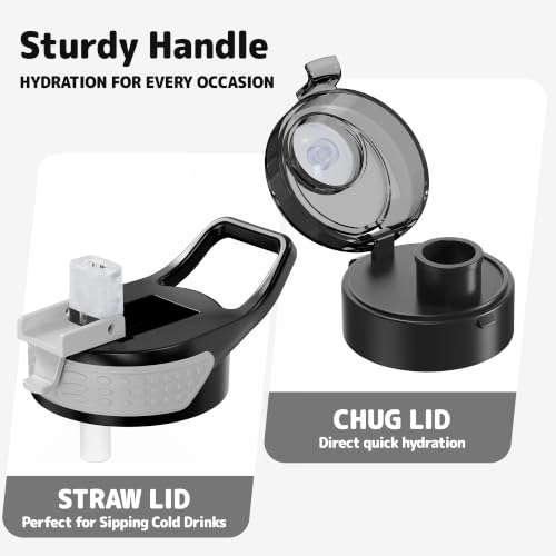 Large Water Bottle with Motivational Time Marker & Straw & Handle