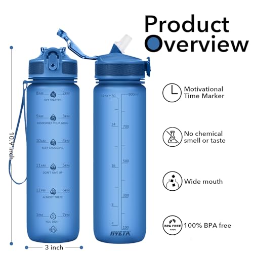 Plastic Water Bottle With Straw & Time Marker