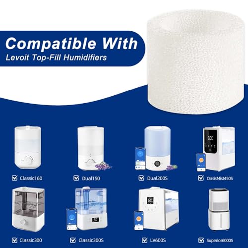 Top Fill Humidifier Replacement Filter for Levoit Dual150 Dual200S Classic160 Classic300 (12 Count)