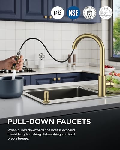 Gold Kitchen Faucet with Soap Dispenser