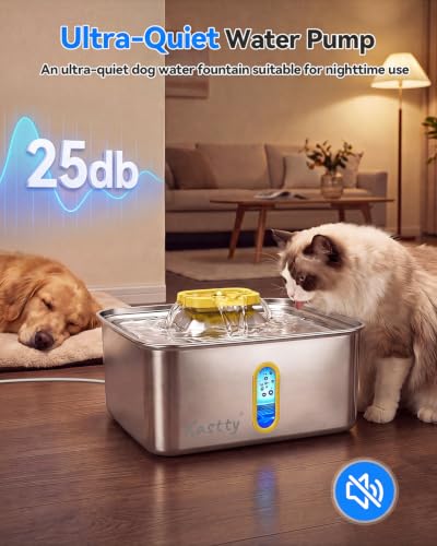 15L 4 Gal Stainless Steel Dog Water Fountain Large Capacity