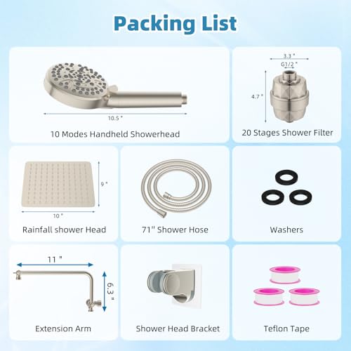 10" Metal Filtered Shower Head with 10