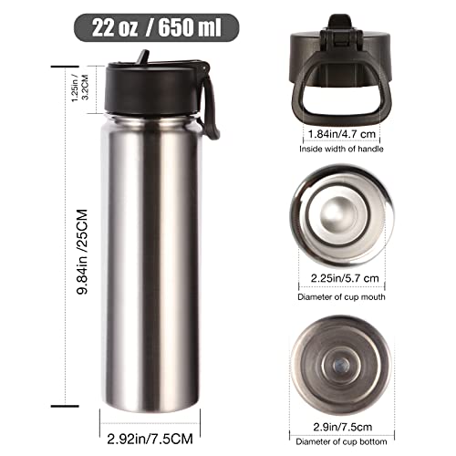 Insulated Water Bottles with Straw Bulk 4 Pack (4 Count)