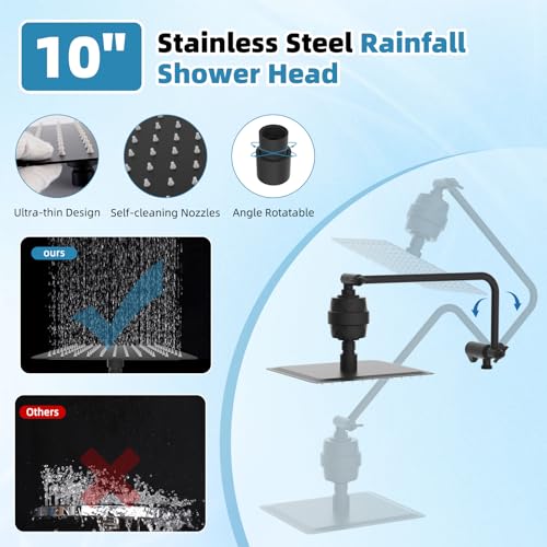 10" Metal Filtered Shower Head with 10