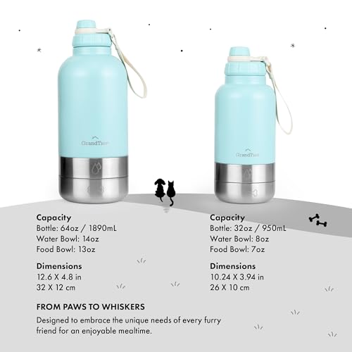 Insulated Portable Dog Water Bottle with 2 Detachable Water Bowl Dispenser