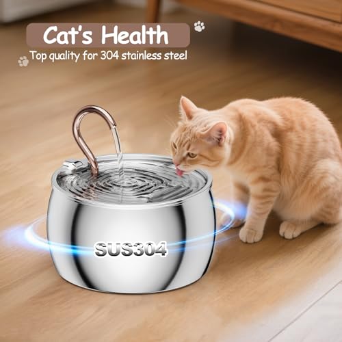 2.5L 84oz Gooseneck Cat Water Fountain Stainless Steel Ultra