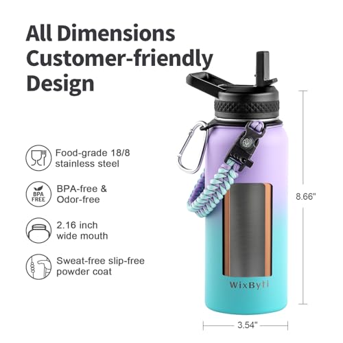 32 oz Insulated Water Bottle with Straw