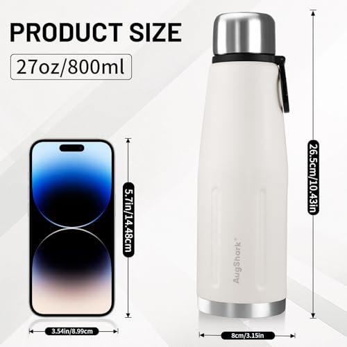 27oz Vacuum Insulated Stainless Steel Thermoses with Foldable Handle & Leakproof Lid