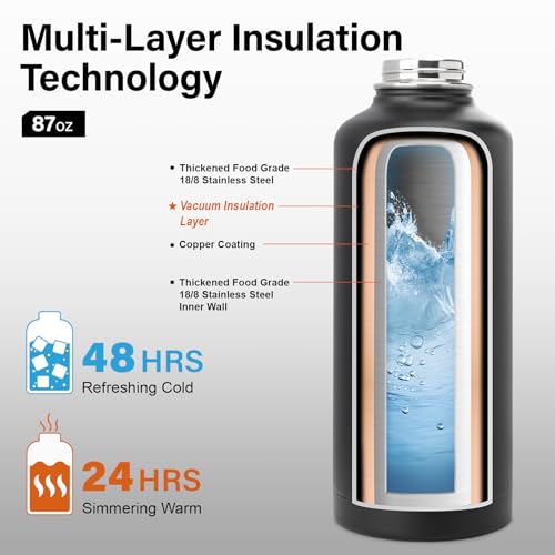 Insulated Water Bottle with Portable Carrier Bag for Outdoor 87 oz