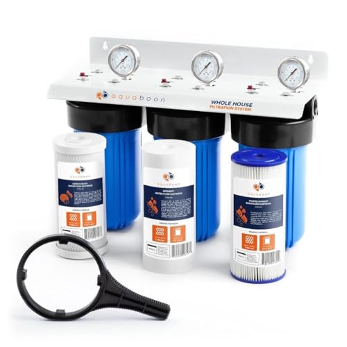 3 Stage Whole House Water Filter System with 5 Micron 10x4.5 House Water Purification Pleated Sediment
