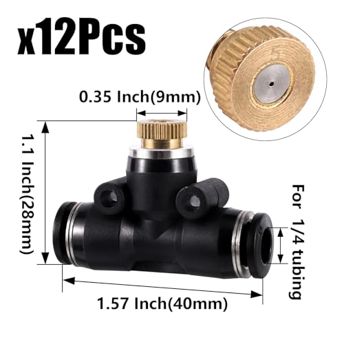 12 Pack Brass Misting Nozzles Outdoor Cooling System (28 Count)