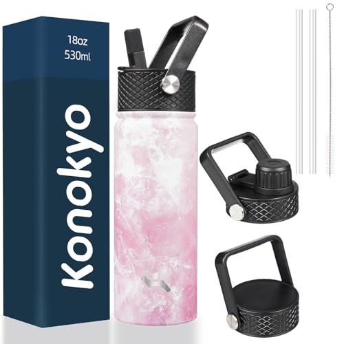 18 oz Insulated Stainless Steel Water Bottle with Straw Lid
