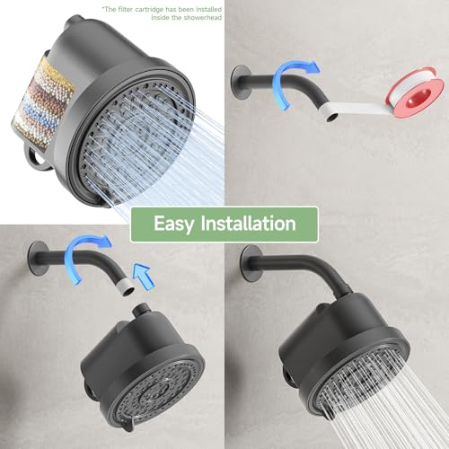 Filtered Shower Head with 30 Stage Water Softener Filter