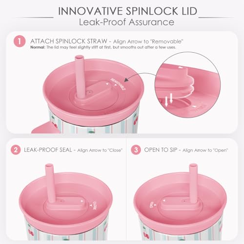 Cherry Stainless Steel Locking Lid Silicone Straw Tumbler with Handle 40oz