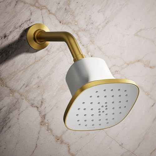 37722-Y-2MB Cinq Square Single-Function Filtered Showerhead, Five-Layer Filtration, 2.5 GPM, Contemporary Design, Easy to Clean, Vibrant Brushed Moderne Brass