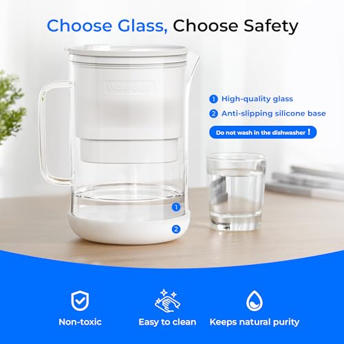 PT-09W 10-Cup Large Glass Water Filter Pitcher, Eco-Friendly