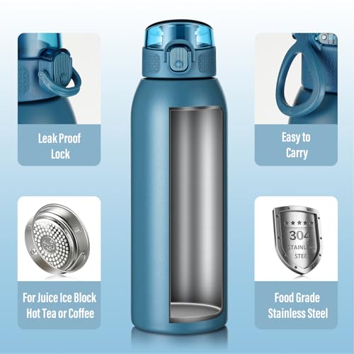 Insulated Water Bottle 24 oz with Dustproof Lid