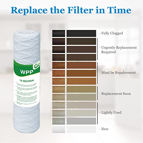 10 Micron String Wound Whole House Water Filter 10" x 2.5" (6 Count)