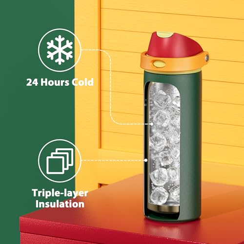 24 oz Insulated Water Bottle with Straw