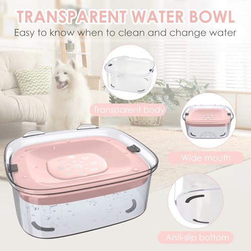 3L No Spill Dog Water Bowl with Slow Drinking Disk