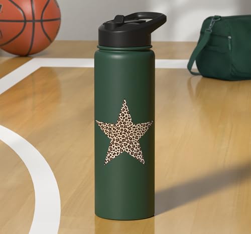 Star Shape Cute Cheetah Leopard Print Graphic Stainless Steel Insulated Water Bottle
