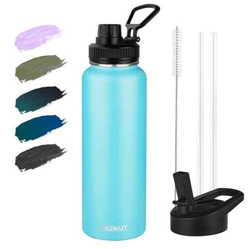 40oz Large Metal Sports Insulated Water Bottle with 2 Lids