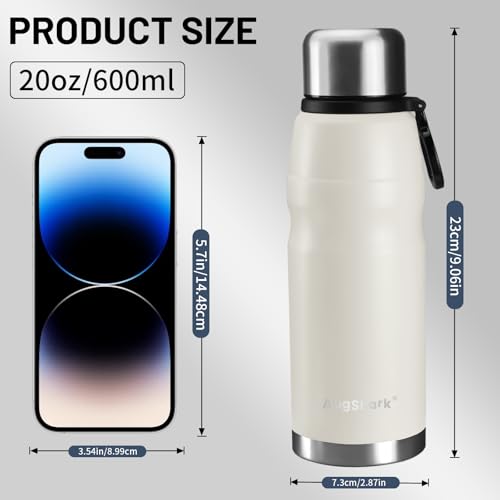20oz Vacuum Insulated Stainless Steel Thermoses with Foldable Handle & Leakproof Lid