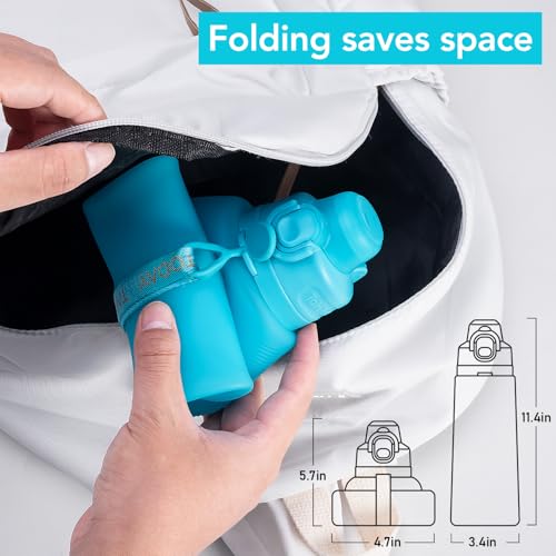 Collapsible Water Bottles with Straw for Travel