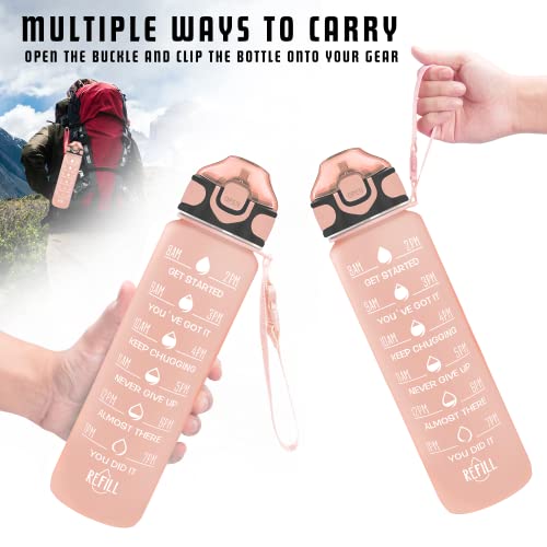 32 oz Water Bottle with Times to Drink and Straw