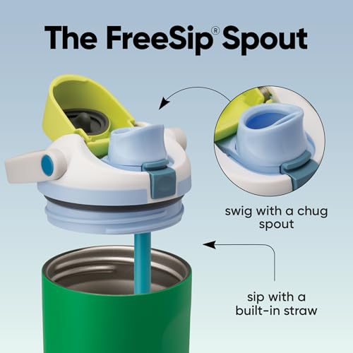 FreeSip Sway Insulated Stainless Steel Water Bottle with Two