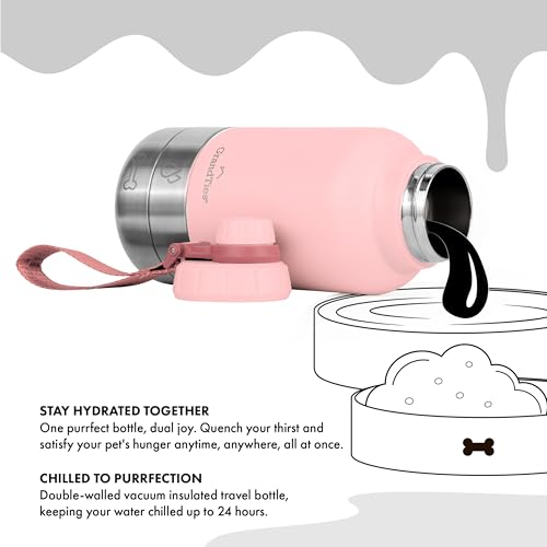 Insulated Portable Dog Water Bottle with 2 Detachabl Water Bowl Dispenser