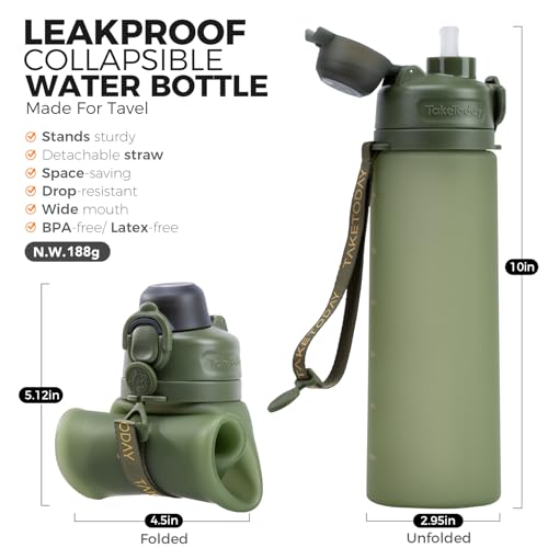 Collapsible Water Bottles with Straw for Travel