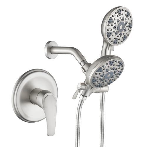 Shower Faucet Set Complete Shower Kit Dual Shower Head and Handheld 2 in 1 Combo Set Shower System Shower Trim Kit Combo Set Shower Fixtures