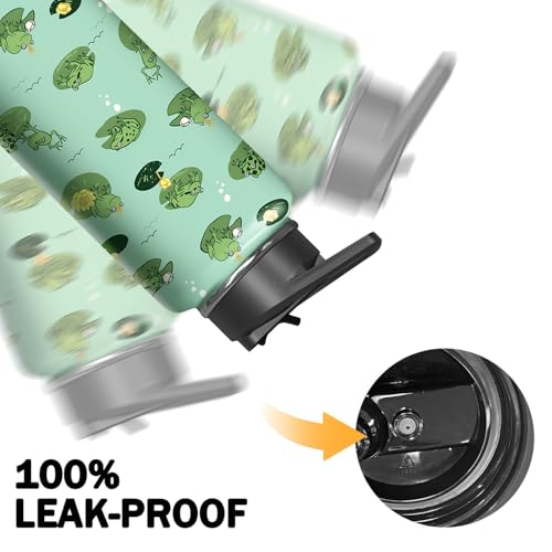 18oz Frog Water Bottle with Handle and Flip Straw