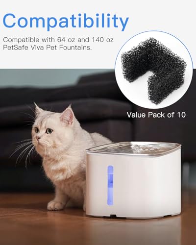 10 Pack Foam Filters for PetSafe Viva Pet Water Fountain