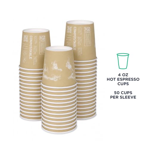 Compostable Disposable World Art 4oz Espresso Coffee Cups (1000 Count)