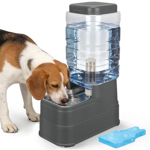 Automatic Dog Water Dispenser Gravity Stainless Steel Water Feeder Cat Waterer Feeder with Wide Mouth Bowl for Small Medium Dog Puppy Kitten