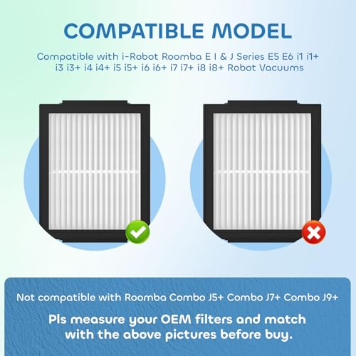 6 Pack Filter Replacements Compatible With i Robot Roomba E I & J Series