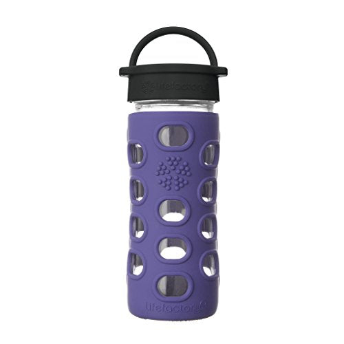 12-Ounce BPA-Free Glass Water Bottle with Classic Cap and Protective Silicone Sleeve, Iris