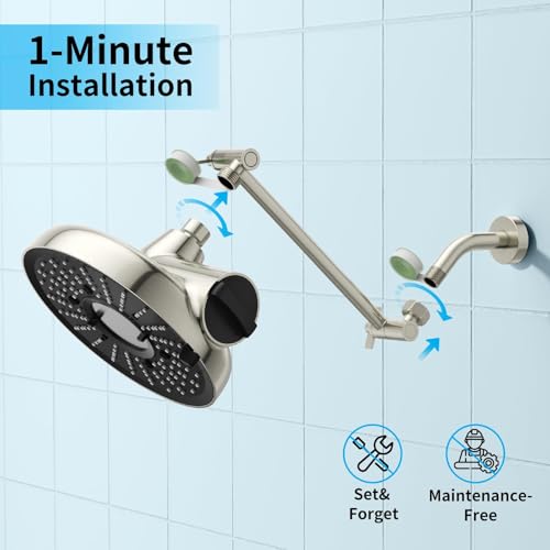 8 Inch Filtered Shower Head with Extension Arm Brushed Nickel