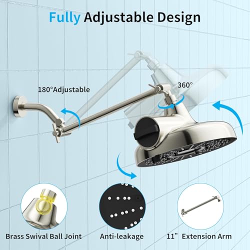 8 Inch Filtered Shower Head with Extension Arm Brushed Nickel